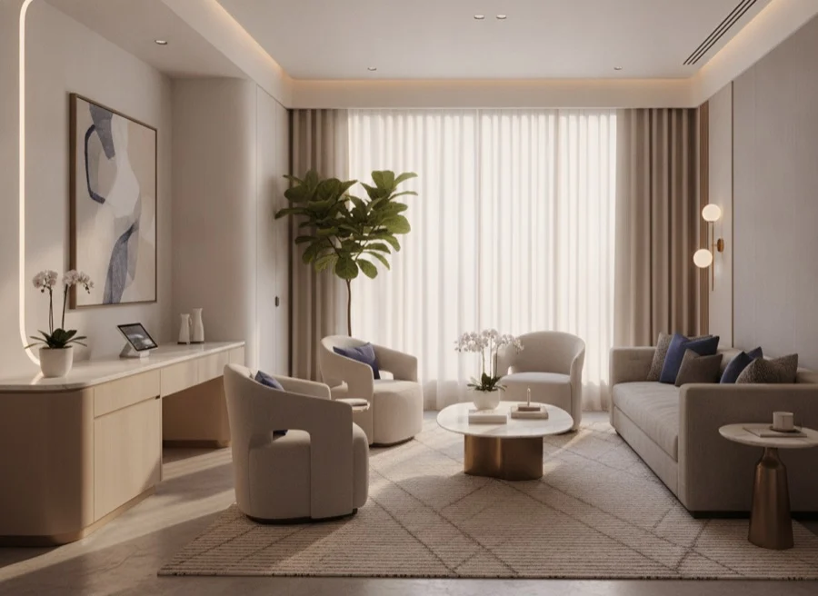 Elegant, spa-like plastic surgery consultation suite